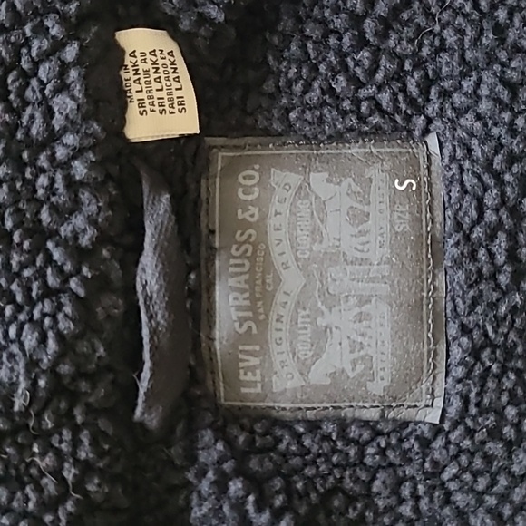 Levi's Original Black on Black Sherpa-Lined Classic Denim Trucker Jacket Size S - Picture 12 of 16